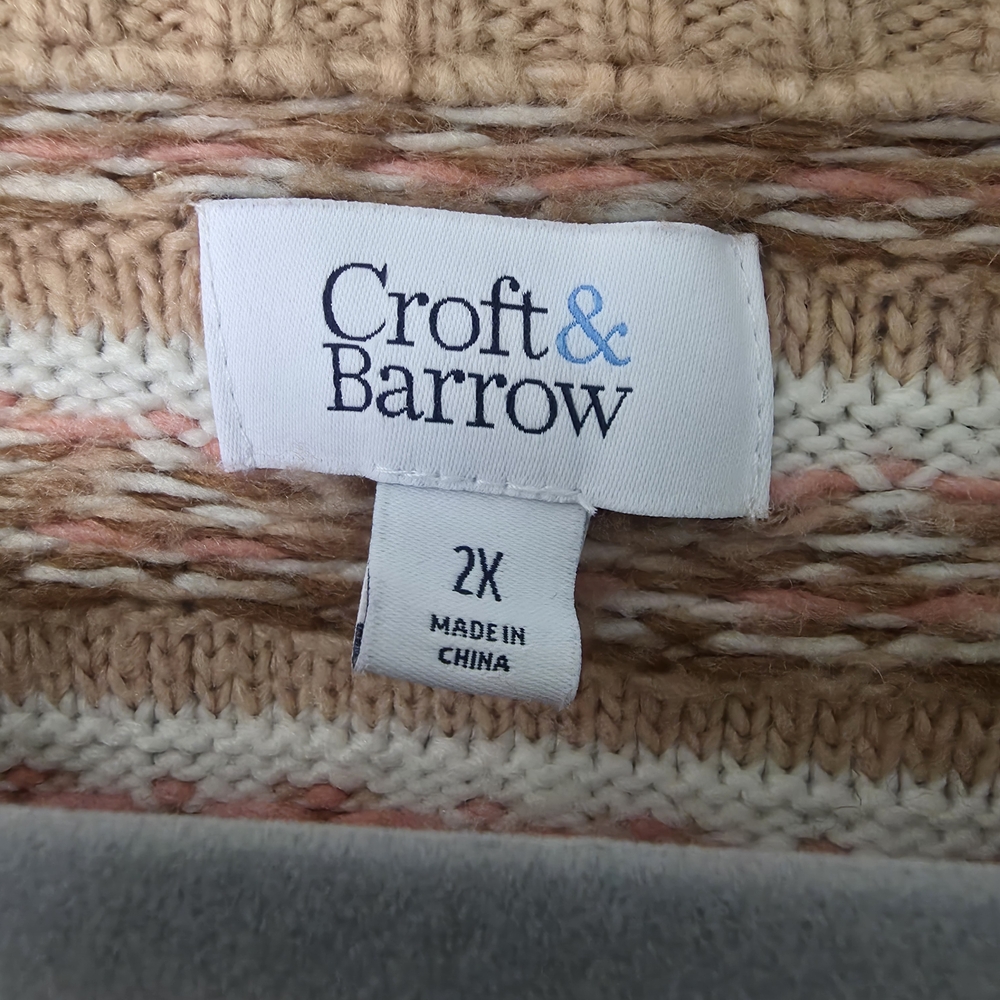 Croft & Barrow Tan and Cream Crew Neck Sweater - Picture 4 of 4